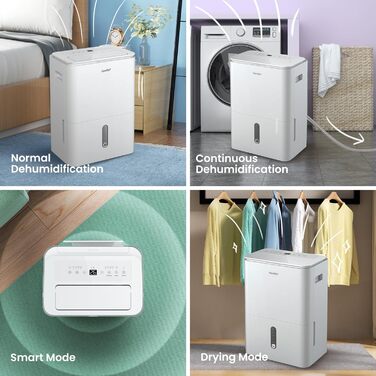 Осушувач повітря COMFEE Easy Dry 16 л/день з іонізатором, 4 режими, резервуар 3 л, для кімнат до 32 м², функція сушки білизни, підключення зволожувача, swing-функція