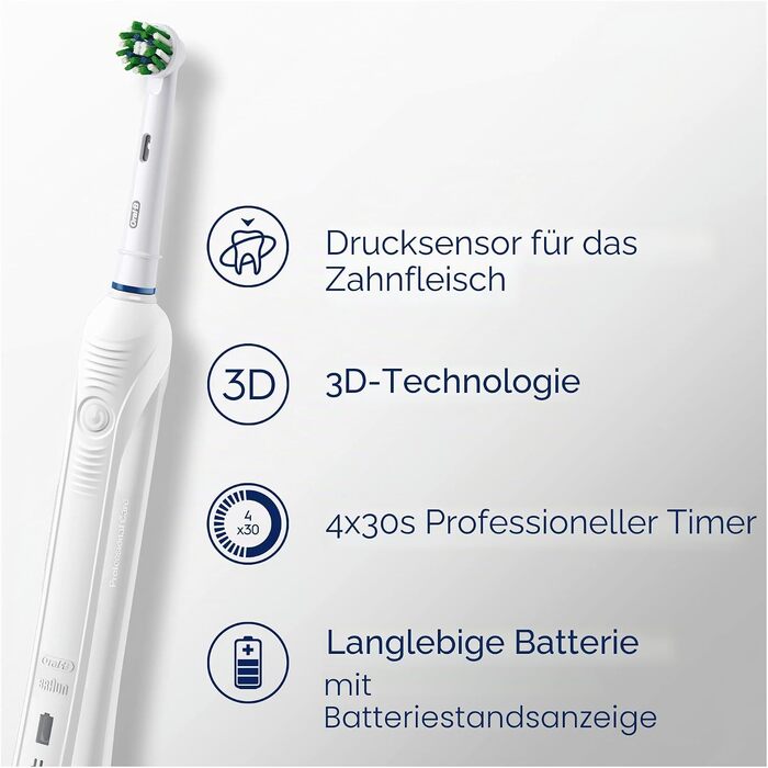 Електрична зубна щітка Oral-B Pro 1 750 від Braun, біла (1 насадка, дорожній футляр)