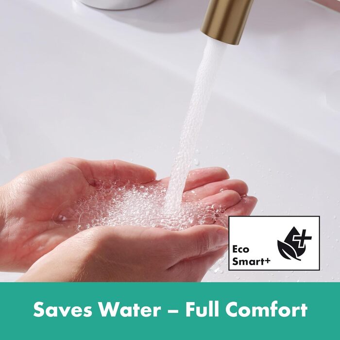 Змішувач для ванної кімнати Hansgrohe Tecturis S Fine з Push-Open та економічним витратою води (CoolStart), висота виливу 110 мм, з ручним відкриттям зливу, EcoSmart+ (Brushed Bronze)