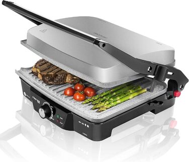 Електрогриль Cecotec Rock'n Grill 2000 з антипригарним покриттям RockStone, 2000 Вт, нержавіюча сталь та пластик