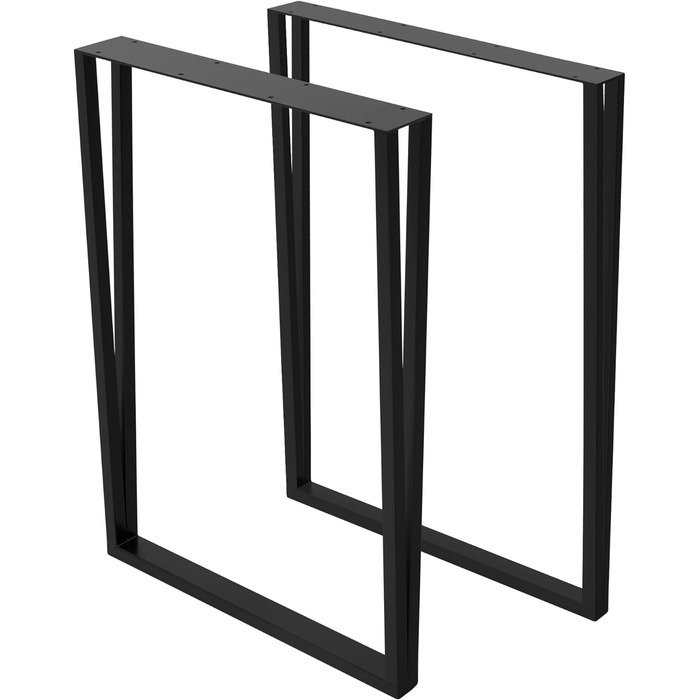 Набір з 2 металевих ніжок для столу ML-Design 50x71,5 см, прямокутна форма, чорна порошкова фарба, індустріальний стиль, для обіднього чи письмового столу, металеві ніжки для меблів, DIY-проекти
