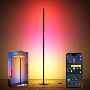Govee RGBIC LED Торшер WiFi, Димування, Alexa/Matter, 16 млн кольорів, 85 режимів, Музичний режим, DIY, Чорний