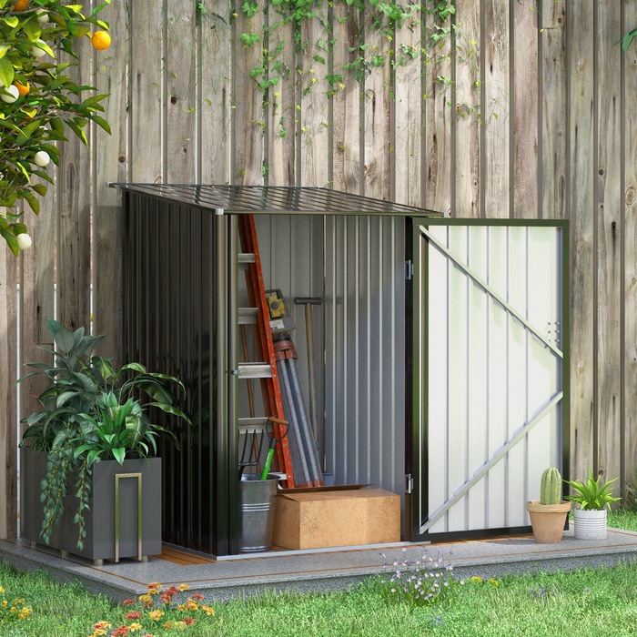 Outsunny Garden Shed Садовий сарай 1 x 1 м Металевий садовий сарай Садовий сарай 0,92 м² Оцинкована сталь Темно-сірий