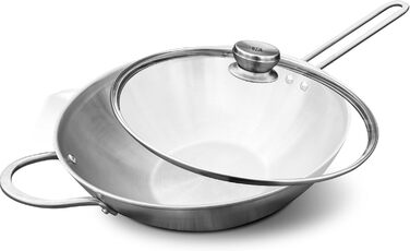 Вок Zwilling TwinNova 30 см з кришкою, 2 шт. - нержавіюча сталь, для всіх плит, не потребує покриття, стійкий до миття в посудомийній машині
