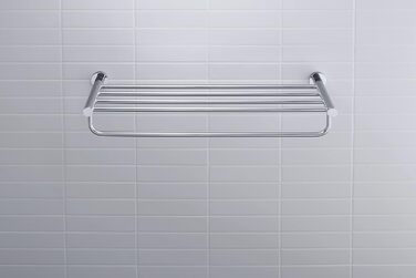 Полиця для рушників Duravit D-Code, настінна, 65 см, хромована, тримач для рушників у ванну, 650x220x112 мм
