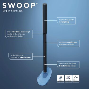Підлоговий тримач для туалетної щітки Tiger Tess з гнучкою щіткою Swoop, чорний/антрацит