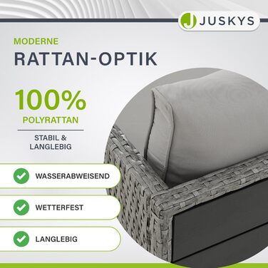Набір садових меблів Juskys Jamaika 2в1: стіл та диван-крісло для балкона/саду - сірий