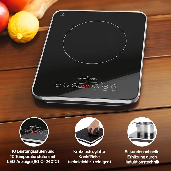 Індукційна плита ProfiCook PC-EKI 1062, сенсорне управління, 10 режимів, таймер, захист від перегріву, енергоощадна