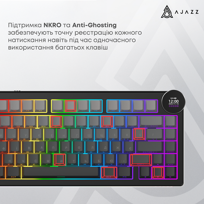 Бездротова механічна клавіатура Ajazz AK820 V2 White Peach Switch (AK820-V2-WP-S-W)