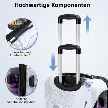 Валіза BEIBYE Butterfly M: жорсткий дорожній кофер з полікарбонату, Trolley з TSA-замком, середній розмір