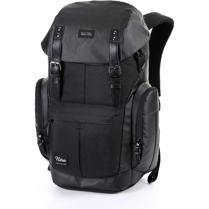 Рюкзак Nitro Daypacker 32 л чорний, ретро, з м'яким відділенням для ноутбука, міський, для школи і туризму