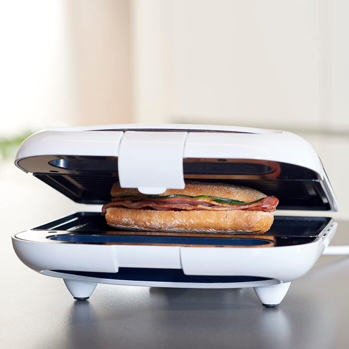 Електричний тостер Taurus Mysandwich 800 Вт для 2 сендвічів, антипригарне покриття, білий пластик