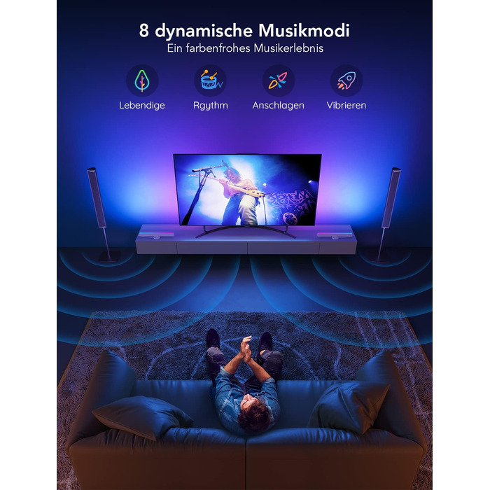 Розумна підсвітка для телевізора Govee RGBIC LED TV Lightbars з подвійними світлодіодами, для ТВ 45-70 дюймів, білий