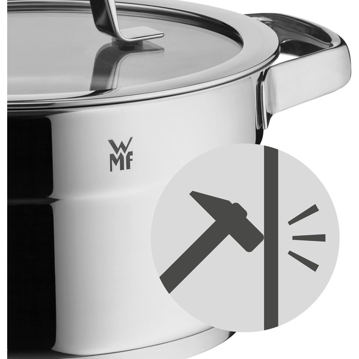 Набір каструль WMF Compact Cuisine 5 предметів, індукційний, нержавіюча сталь, з кришками, полірований Cromargan, без покриття, з внутрішньою шкалою