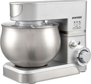 Кухонна машина Syntrox Germany KM-5.0L Basic Silver, 5 л, срібляста, міксер з нержавіючої сталі