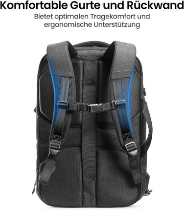 Дорожній рюкзак tomtoc 40L Reiserucksack для ручної поклажі, TSA-сумісний, чорний