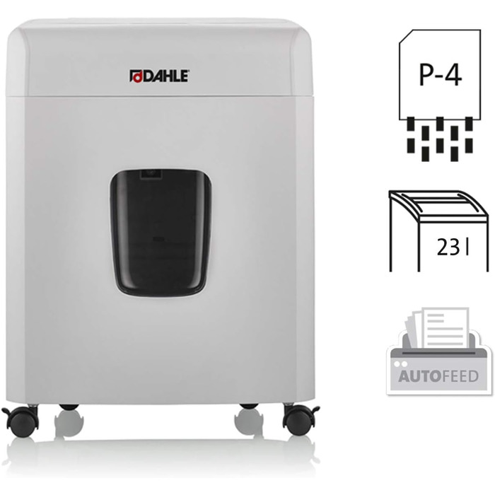 Шредер Dahle ShredMATIC 90 з автоподачею паперу (90 аркушів, P-4, шредер частинами, без масла та обслуговування, автоматичний втягувач) світло-сірий/сірий, рівень безпеки P4, 90 аркушів