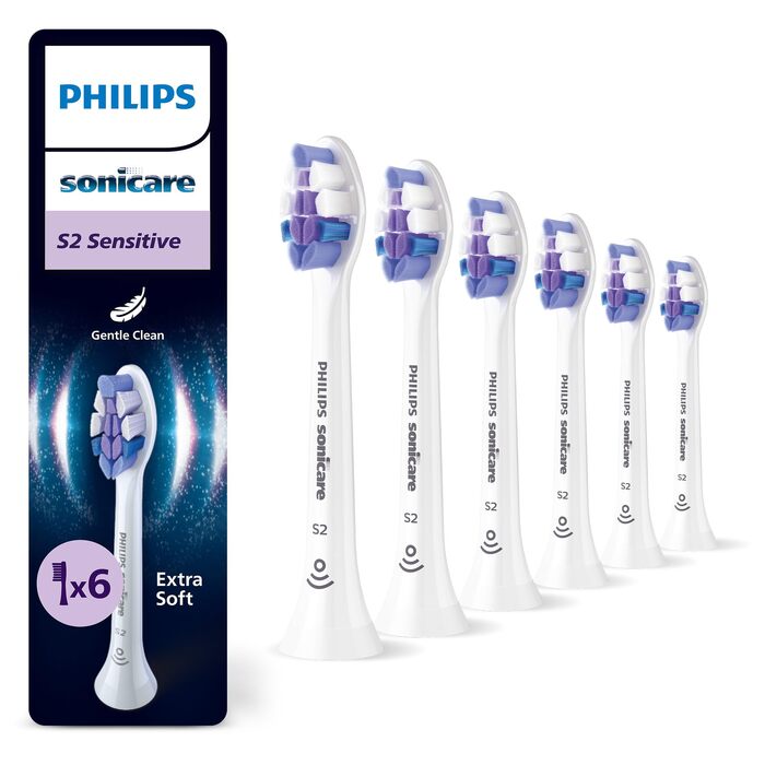 Смінні насадки для електричної зубної щітки Philips Sonicare S2 Sensitive, білі, 6 шт, HX6056/87