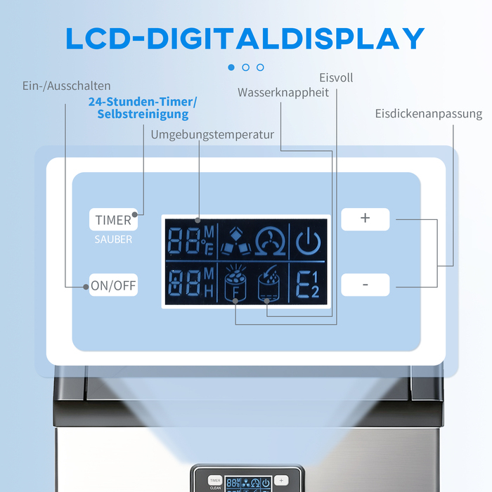 Промисловий льодовігенератор 45 кг/24год з бункером на 11 кг та LCD-дисплеєм для ресторанів