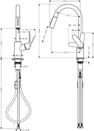 Змішувач кухонний Hansgrohe Focus M41 з висувним гусаком 160 мм, поворотний на 360°