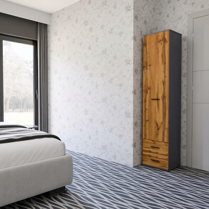 Стелаж Matkam 40 x 180 x 34 см, дуб вотан/графіт