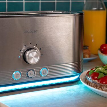 Тостер вертикальний Cecotec Shine&Toast Extra Double з нержавіючої сталі - 1400 Вт, 4 тости, широкі слоти 3.8 см, 7 режимів