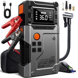 Пусковий пристрій (бустер) для автомобіля Powerbank 6000A для всіх типів авто, чорно-сріблястий