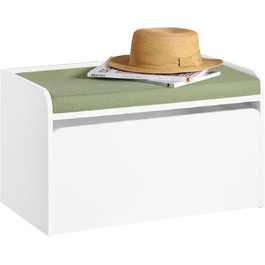 Дитяча іграшкова скриня SoBuy KMB80-W з подушкою, біла, 60x35x34 см