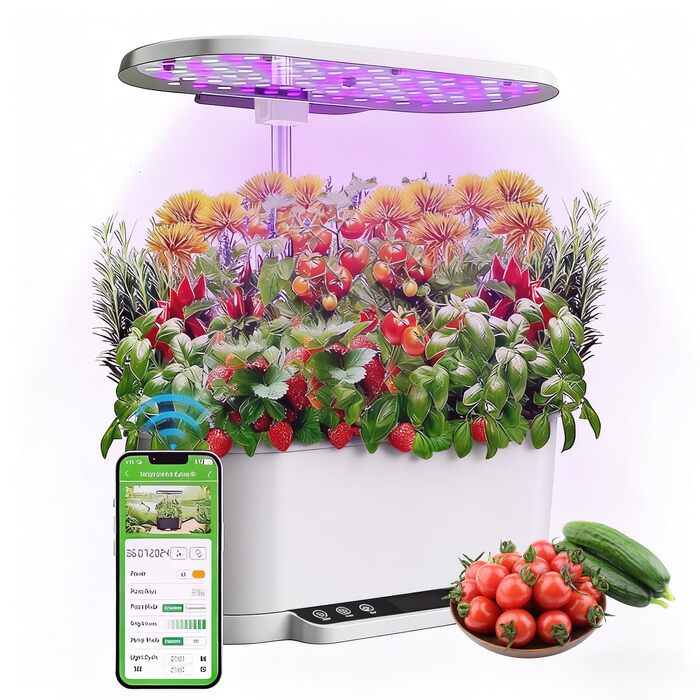 Smart Herb Garden Kit: Гідропонна система для вирощування зелені в приміщенні з LED-підсвіткою та WiFi