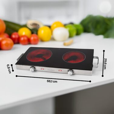 ProfiCook PC-DKP 1211 Подвійна інфрачервона плита 2800 Вт зі склокерамічною поверхнею для всіх видів посуду
