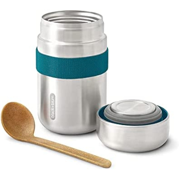Термос для їжі BLACK + BLUM Food Flask 400 мл, з ложкою, вакуумний, з нержавіючої сталі, океан, зберігає 6 годин тепло та 8 годин холод, герметичний