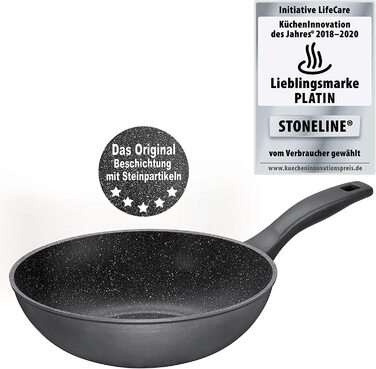 Wok-сковорода STONELINE 30 см, антипригарна з кам'яним покриттям, для індукції та духовки, для приготування без олії та жиру, Classic