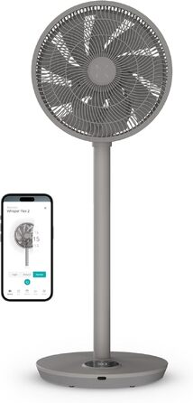 Duux Whisper Flex 2 Smart Вентилятор: тихий (13 дБ), нічний режим, таймер, регульована висота (54-92 см), енергоефективний, з додатком та пультом ДУ, сірий