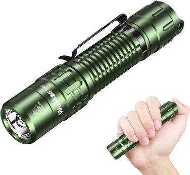 Ліхтарик Wurkkos TD02 LED тактичний, 2000 люмен, USB-C, водонепроникний IP68, 6 режимів, компактний, для вулиці та дому, зелений