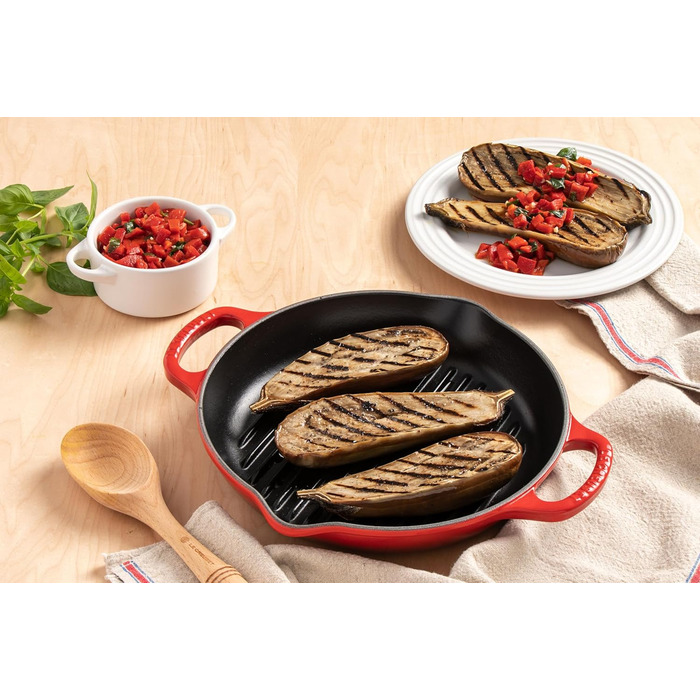 LE CREUSET Signature Сковорода гриль кругла висока з чавуну, 25 см, Червоний (Ofenrot), для всіх типів плит та духовок