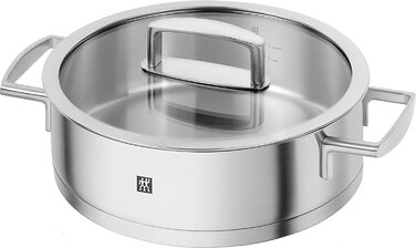 Набір каструль ZWILLING Quadro 5-ти предметний, нержавіюча сталь, без покриття, 4 скляні кришки, підходить для індукційних плит