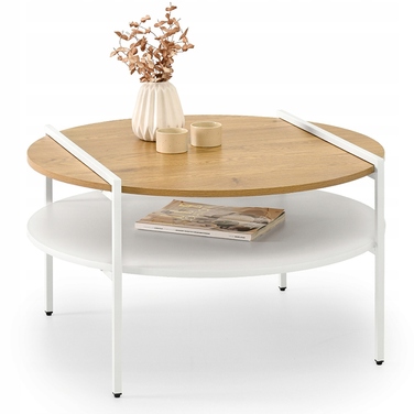 Журнальний стіл Mebel-Partner круглий, 80 x 80 x 45 см, білий дуб