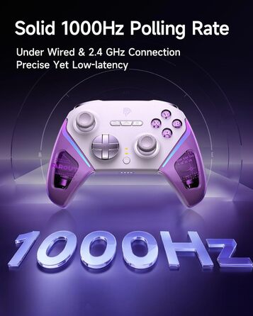 Ігровий бездротовий контролер EasySMX D10 для PC, Switch та смартфонів з док-станцією, TMR-джойстиками, 2-в-1 тригерами та RGB-підсвіткою (Фіолетовий)