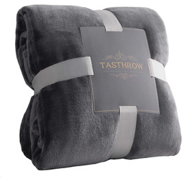 М'який флісовий плед TASTHROW для дивана, сірий, 130x180 см – тепла покривало для вітальні, спальне покривало, ковдра для софи