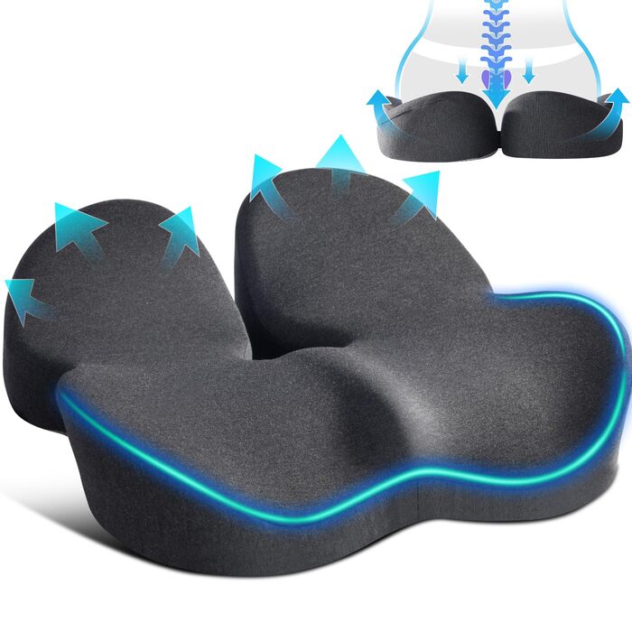 Подушка для офісного крісла SKYNY з піни Memory Foam для підтримки куприка, стегон та сідничних кісток. Ортопедична подушка від болю в спині та сідниці