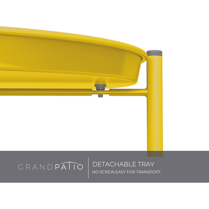Металевий кавовий столик Grand Patio, 2-рівневий, знімна полиця, для вітальні, спальні, саду, жовтий, 45x45x53 см