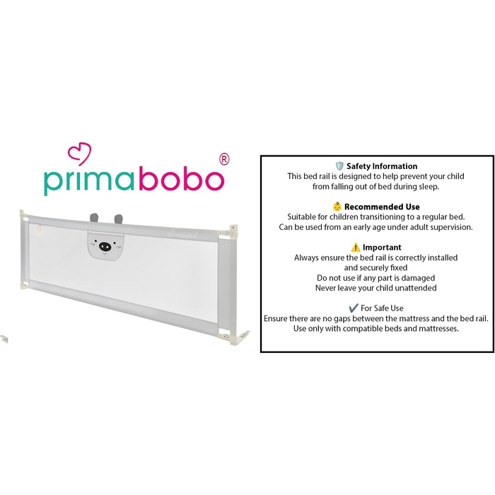 Комплект захисних бортиків для дитячого ліжка Primabobo з принтом Ведмедик, 3 шт. (2x200 см + 1x160 см) — захист від випадання