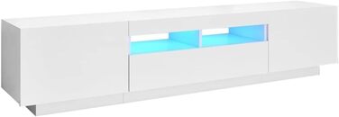 Тумба під телевізор vidaXL з LED підсвіткою, біла, 180x35x40 см, сучасна ТВ-тумба, комод для вітальні