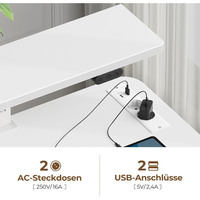 Електричний стіл Rolanstar 160x60 см з регулюванням висоти, LED-підсвіткою, розетками та USB, ергономічний комп'ютерний стіл для геймінгу й офісу