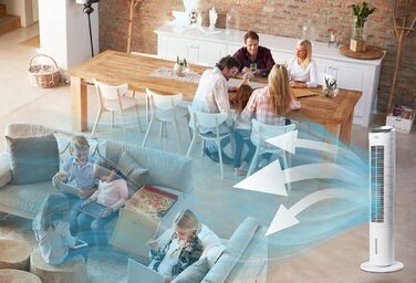 Турмовий повітряний охолоджувач Sichler 3в1 з Wi-Fi, зволожувачем, додатком, сумісний із Siri, Alexa, Google Assistant, 60 Вт, з пультом дистанційного керування