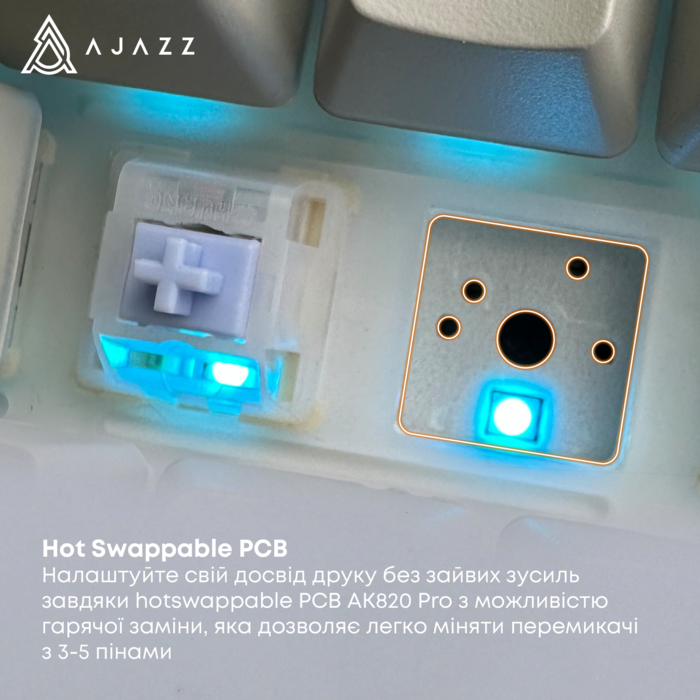 Бездротова механічна клавіатура Ajazz  AK820 PRO 75% Gift Switch Black RGB  (AK820PRO-G-BGY)