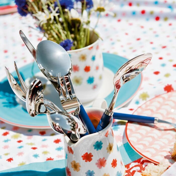 Набір столових приборів Villeroy & Boch Play! Green Garden 24 предмети, нержавіюча сталь, блакитні ручки, для 6 осіб, можна мити в посудомийній машині