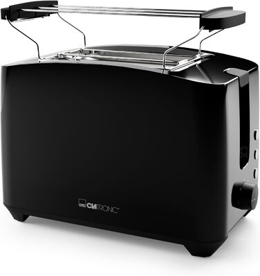 Тостер Clatronic TA 3801, 2 відділення, з підставкою для булочок, функції розморожування і підігріву, чорний