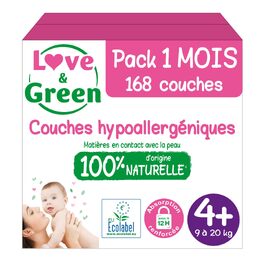 Екологічні підгузки Love & Green, розмір 4+ (168 шт)