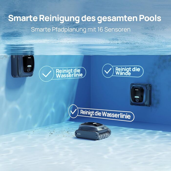 Робот-пилосос для басейну Beatbot AquaSense 2 з кришкою, акумуляторний, для чищення дна та стін, з функцією паркування, синій 
